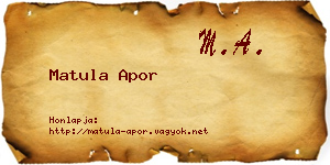 Matula Apor névjegykártya